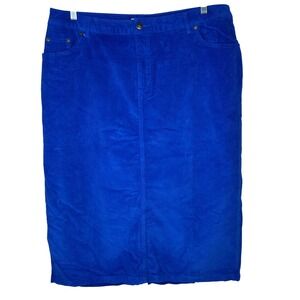 Woman Within Royal‎ Blue Corduroy Midi Pencil Skirt Plus Size 18W Knee Length